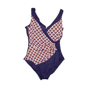 Quayside Drawstring One Piece Swimsuit Ruby Geo Multi Size 14